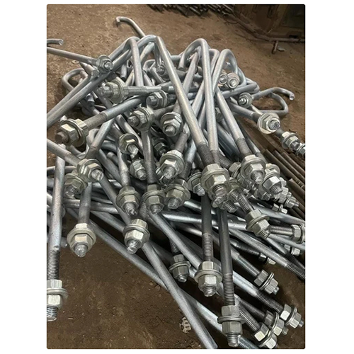 Galvanized Mild Steel J Bolt - M12 to M125 Size, Silver Color | Grade 4.6, Ideal for Industrial Use in Pre-Engineered Buildings Manufacturing