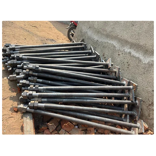 Hexagonal Plate Welded Foundation Bolt - Dark Gray, Powder Coated Finish | Industrial Use with High Durability and Structural Support