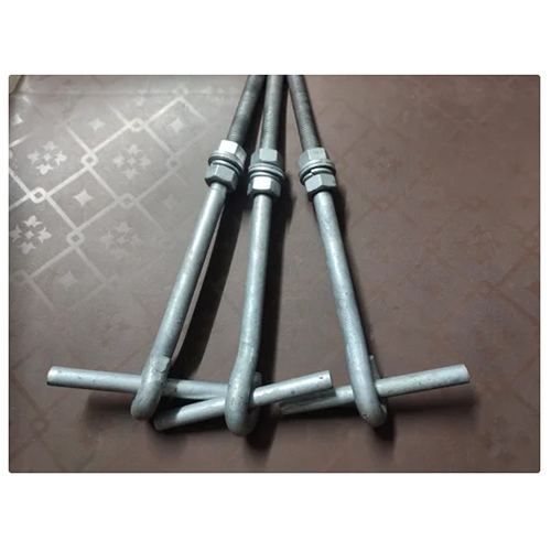 Hot Dip Galvanized Foundation Bolt - Galvanized Steel, Gray Color | Industrial Usage for Robust Structural Support