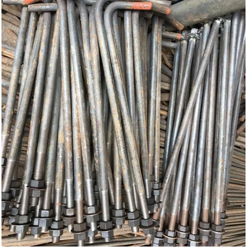 L Shape Anchor Bolt - Galvanized Steel, Grade 4.6, 8.8, 5.6 | Industrial Use, Gray Color, Designed for Robust Applications