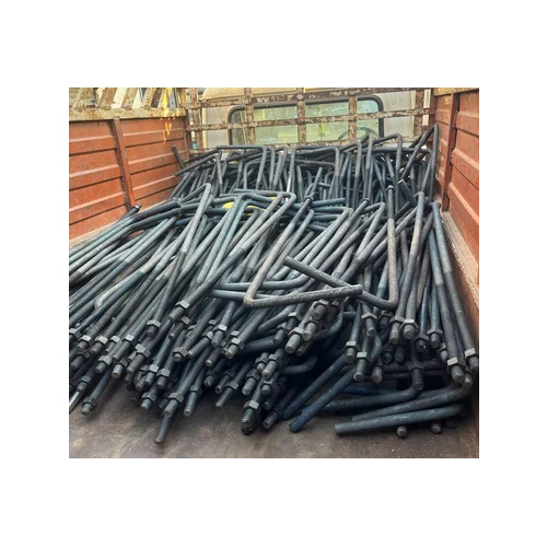 M25 L Type Foundation Bolt - Galvanized Steel, Dark Gray | Industrial Use, Durable Surface Treatment for Enhanced Performance
