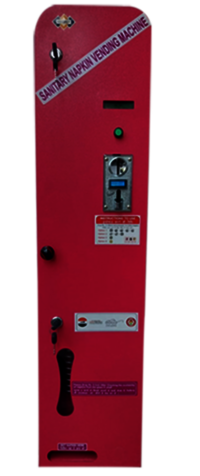 Sanitary Napkin Vending Machine - Steel, Compact Size, Red Color | Manual Coin Operated, 30 Napkin Capacity, Wall Mounted, 1-year Warranty