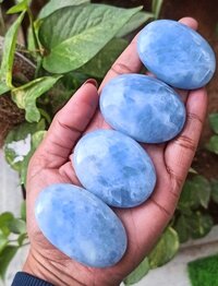 Blue Calcite Palmstone Grade: Top