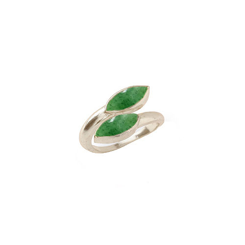 Green Strawberry Quartz Gemstone Marquise Shape Gold Vermeil Bezel Set Ring