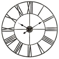 Roman Number Metal Wall Clock - 30 Inch Round, Black Color | Unisex Design, 1 Year Warranty