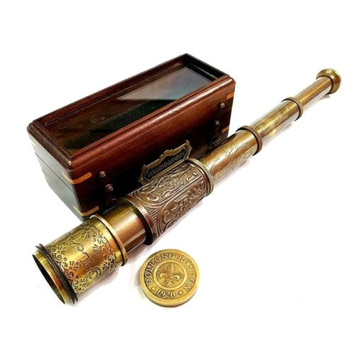 Golden Brass Telescope With Box