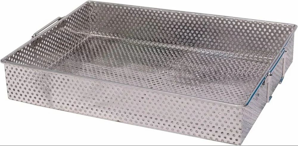 Stainless Steel Perforated Trays - Perforated Finishing, 7.8 g/cm³ Density, 350 - 400 MPa Tensile Strength | Gray, Rectangle Holes, Mill Finish
