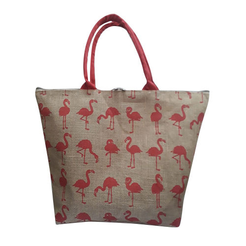 Flamingo Printed Jute Bag