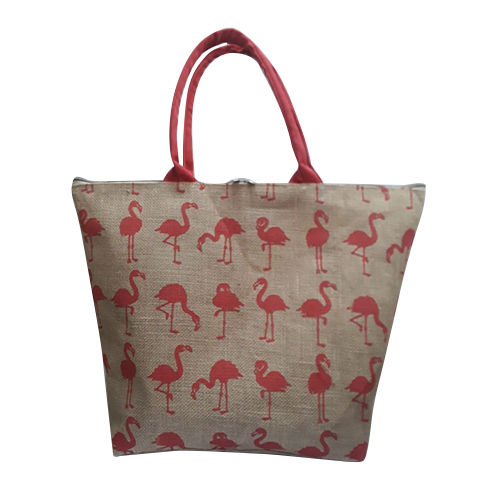 Different Available Flamingo Printed Jute Bag