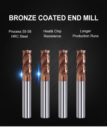 Solid Carbide End Mills 55 Hrc - Color: Bronze Coating