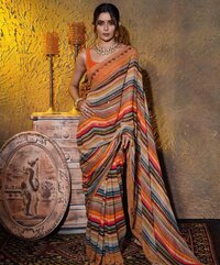 BEAUTIFUL HEAVY SEQUENCE PRINT PARTY WEAR GEORGETTE SAREE