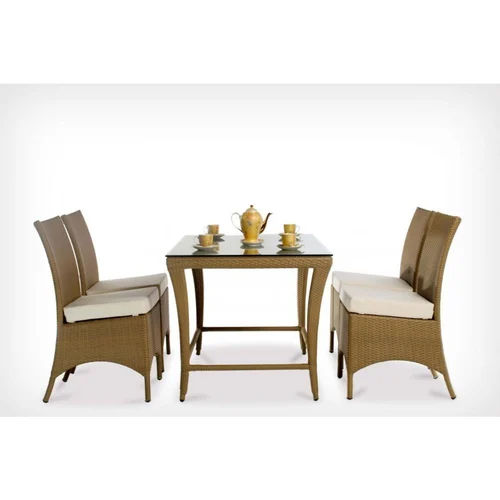 Wicker Glass Dining Table Set
