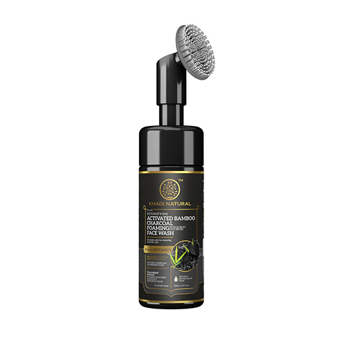 Khadi Natural Activated Bamboo Charcoal Foaming Face Wash With In- Built Face Brush-150 ml