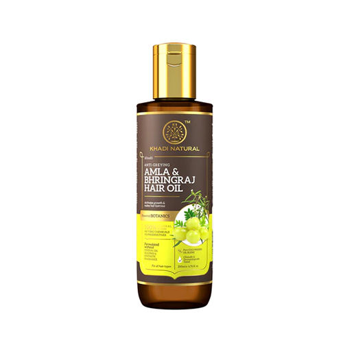 Khadi Natural Amla and Bhringraj Hair Oil - Mineral Oil Silicones Synthetic Fragrance Free-200 ml