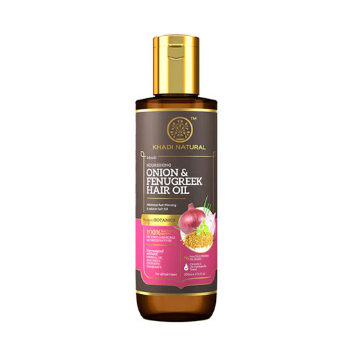 Khadi Natural Onion and Fenugreek Hair Oil - Mineral Oil Silicones Synthetic Fragrance Free-200 ml