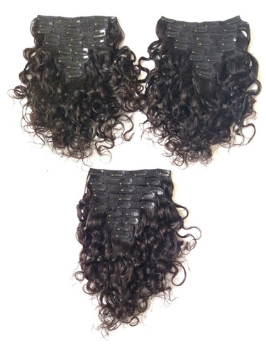 Single Donor Curly clip In Human Hair Extensions Remy hair