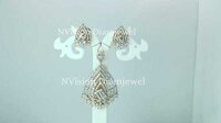 Yellow Gold Natural Round And Emerald Solitaire Look Diamond Pendant Set Diamond Carat Weight: 4.37ct Carat