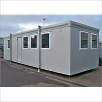 Portable Mobile Cabin - Steel Built Prefab Office, Square Shape, White Color, Pvc Floor, 4 Steel Pillars, Mild Steel Roof, Steel Door And Windows