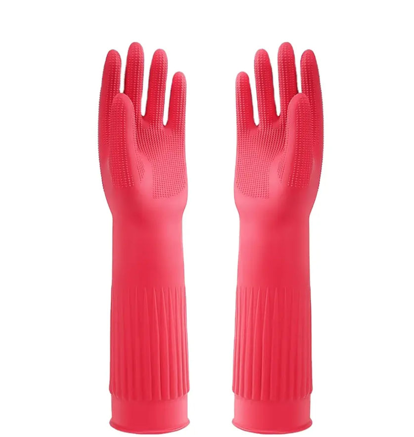 Rubber Flock Lining Household Hand Gloves