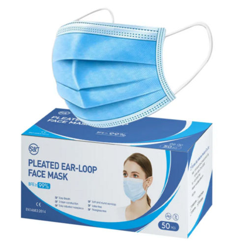 Natural Color Blue 3 Ply Non Woven Surgical Face Mask