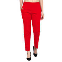 Red Ladies Rayon Slub Lycra Fabric Potli Pant