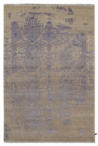 22409 Hand Knotted Carpet - Polyester, 200x300 Cm, Natural Beige | Hand Knotted, Washable, Hot Melt Adhesive Backing, Versatile Use