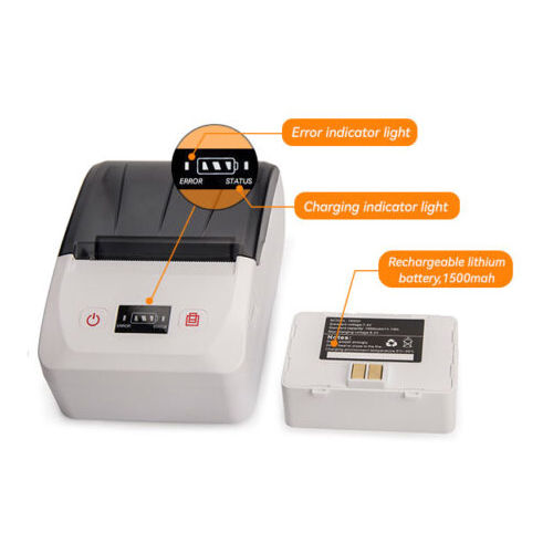 Portable Receipt Printer With 1500mAh Rechargeable Battery