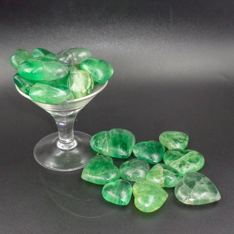 Green Fluorite Hearts