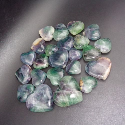 Rainbow Fluorite Hearts