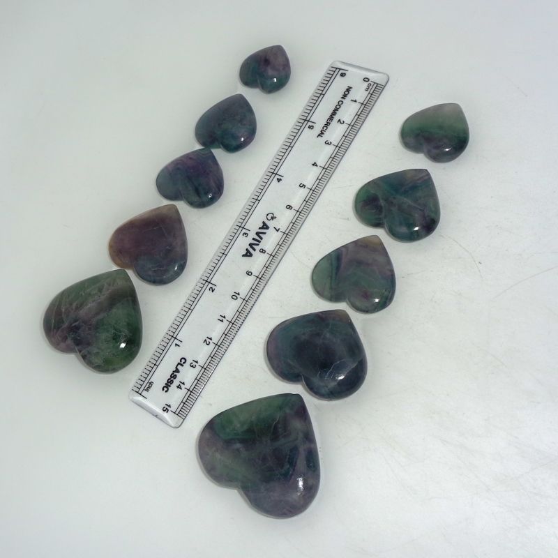 Rainbow Fluorite Hearts