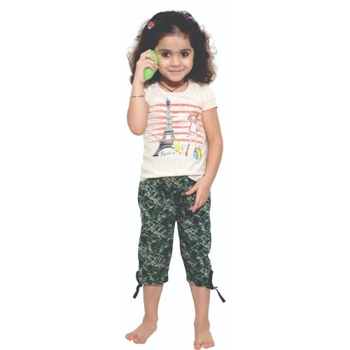 Washable Kids Printed Capri With Pockets