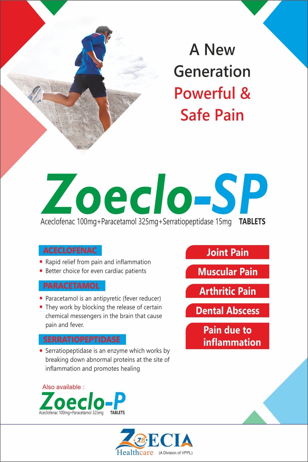 Aceclofenac 100mg Paracetamol 325mg Serratiopeptidase 15mg