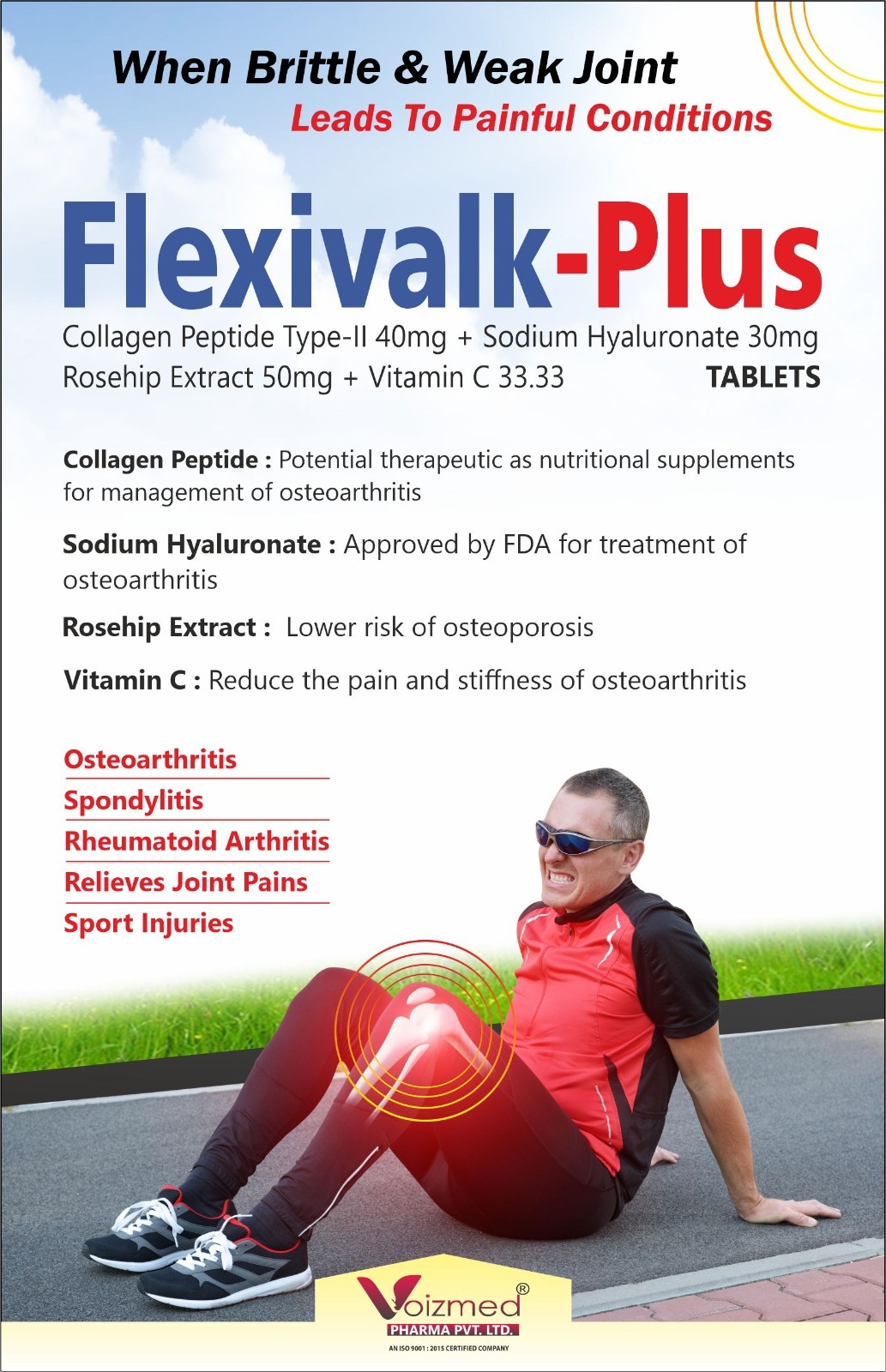 Collagen Peptide Type II Sodium Hyaluronate 30mg Rosehip 50mg Vitamin C L Ascorbic