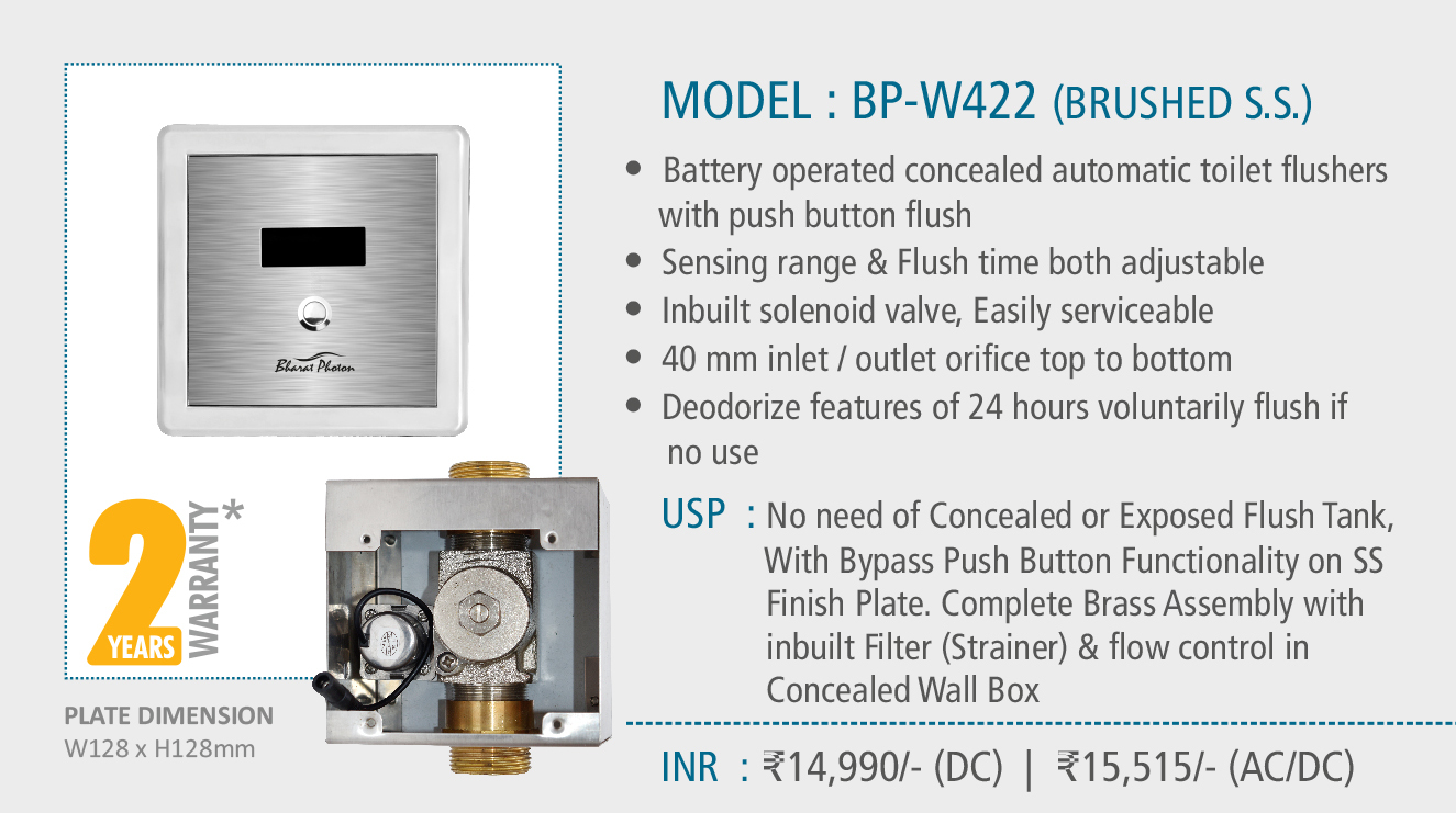 Sensor Flusher for WC Concealed BP-W422 (Brushed S.S Plate)