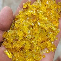 Transparent Golden Yellow Crushed Glass Chips for premium terrazzo flooring and slab manufacturing