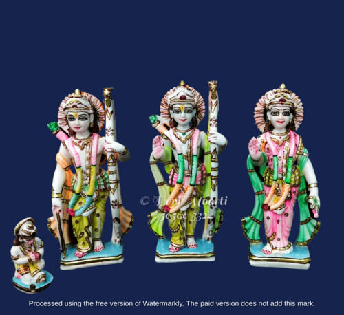 9 Inch Marble Ram Darbar Statues - Regional Style: Indian