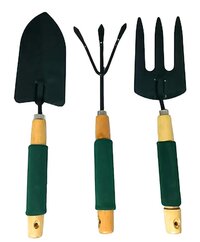 GARDENING TOOL WOOD HANDLE CULTIVATOR TROWEL FORKS TOOL SET (3 PACK) (1505)