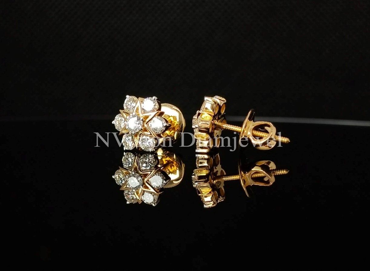 Yellow Gold Diamond Nakshatra Earrings