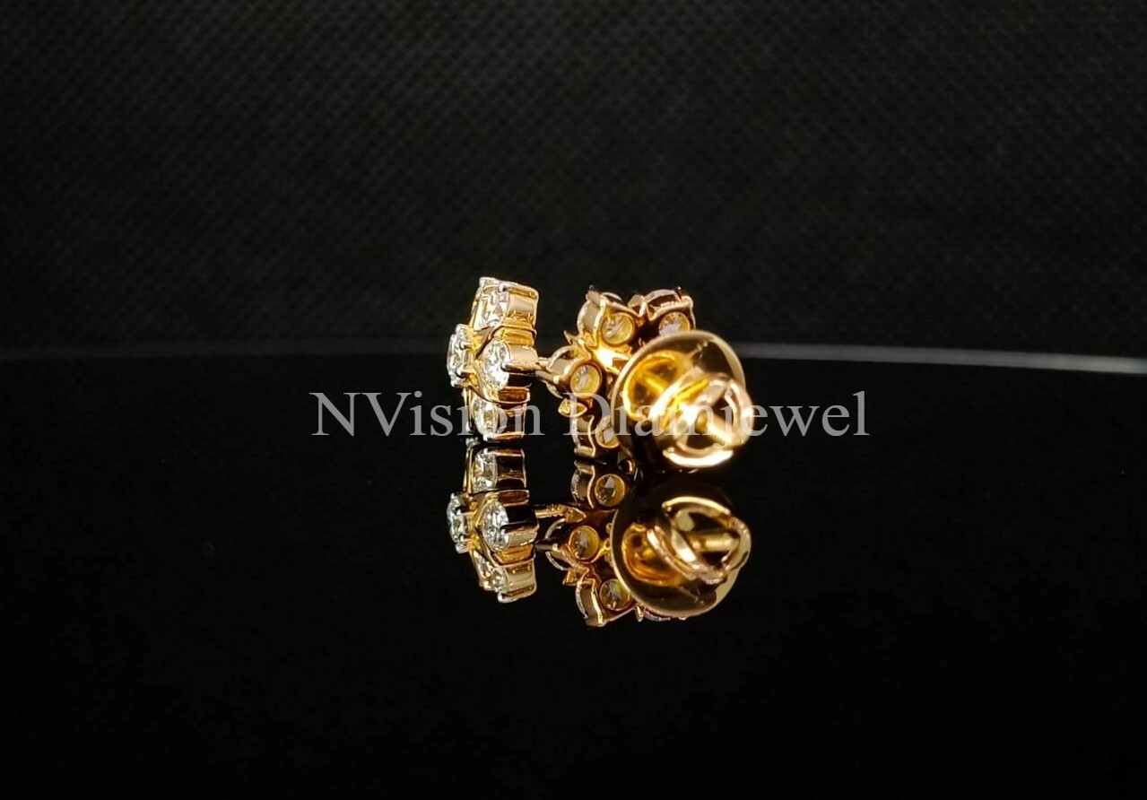 Yellow Gold Diamond Nakshatra Earrings