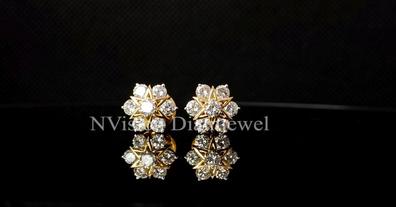 Yellow Gold Diamond Nakshatra Earrings
