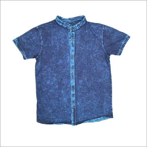 Half Sleeve Denim Shirt - Cotton Plaid Fabric, Button-Front Closure and Versatile Short Sleeves