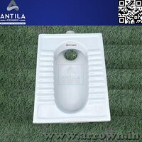Orissa Pan Toilet Seat - Ceramic, 525 X 410 X 240mm, White | Floor Mounted, Square Shape, One Piece Design, 11kg Weight