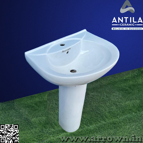Pedestal Wash Basin Round Arrown - Color: White