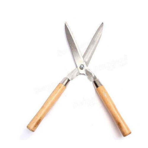 WOODEN HANDLE HEDGE SHEARS BUSH CLIPPER (0455)