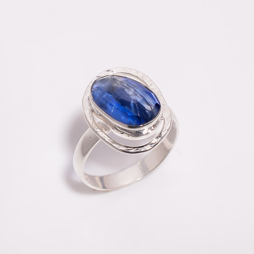 Blue Kyanite Rose Cut Gemstone 925 Sterling Silver Ring Size Us 6 Women Fashion Rings Exporter - Weight: 3.1 Grams (G)