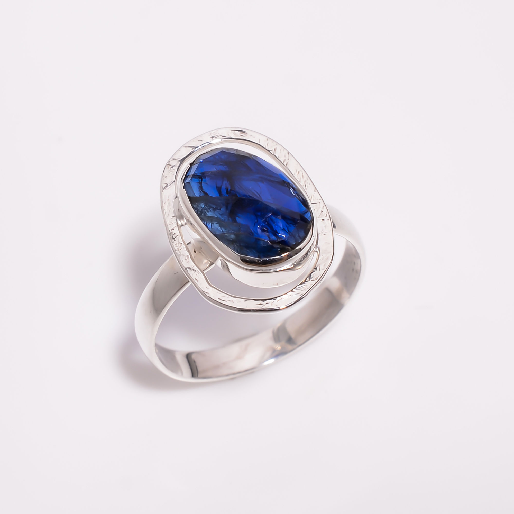 Blue Kyanite Rose Cut Gemstone 925 Sterling Silver Ring Size US 6 Women Fashion rings Exporter