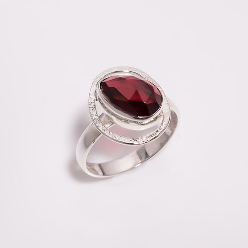 Garnet Rose Cut Gemstone 925 Sterling Silver Ring Size US 7 Women Fashion ring Exporter