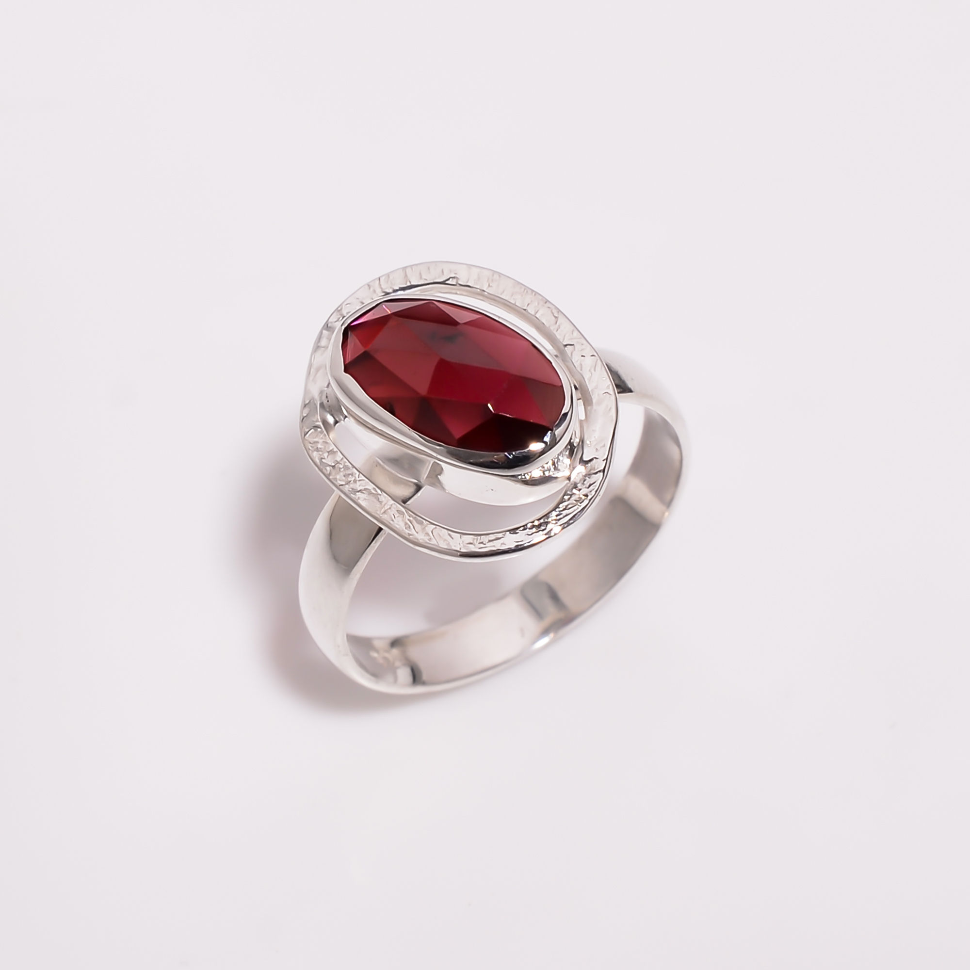 Garnet Rose Cut Gemstone 925 Sterling Silver Ring Size US 7 Women Fashion ring Exporter