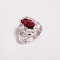 Garnet Rose Cut Gemstone 925 Sterling Silver Ring Size US 7 Women Fashion ring Exporter