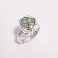 Green Kyanite Cushion Cut Gemstone 925 Sterling Silver Ring Size US 7